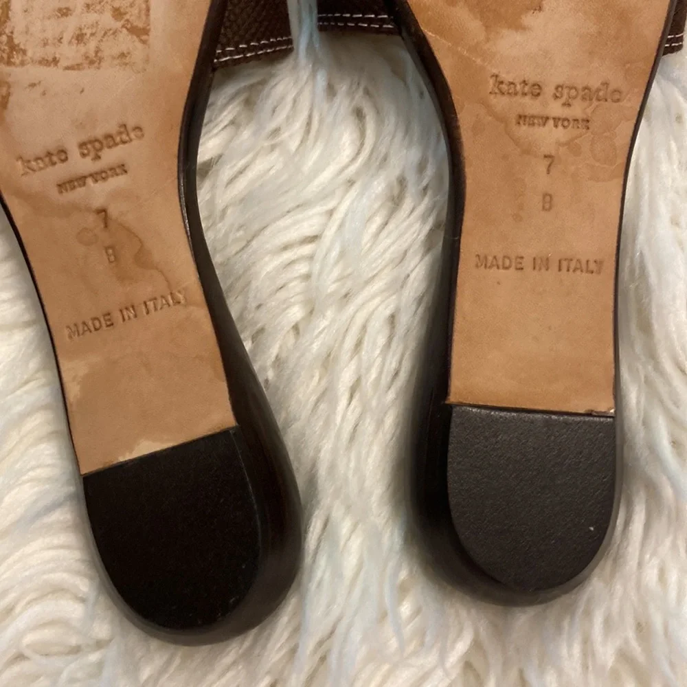 Kate Spade Sandals size 7B made in Italy brown and white color excellent condi - Picture 10 of 16